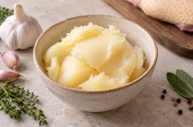 Grasa de oca sobre una superficie limpia, sin envase