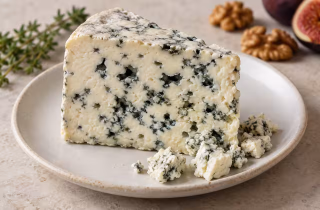 Roquefort cheese on a kitchen surface, before use