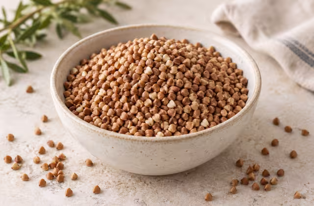 Buckwheat groats on a kitchen surface, before use