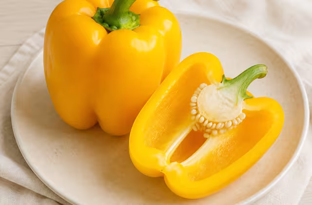 Pimiento dulce de carne crujiente, color amarillo vivo y sabor afrutado.