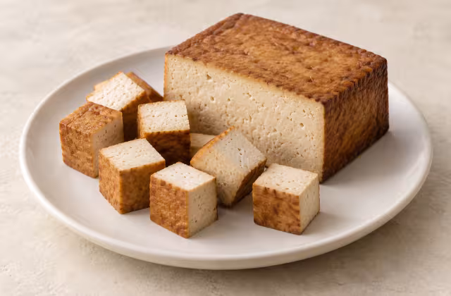 Tofu ahumado presentado como ingrediente
