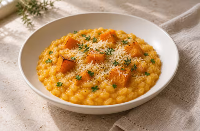 Risotto de calabaza asada, plato terminado